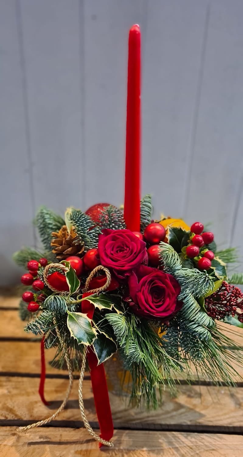 Christmas Table Centrepiece candle red